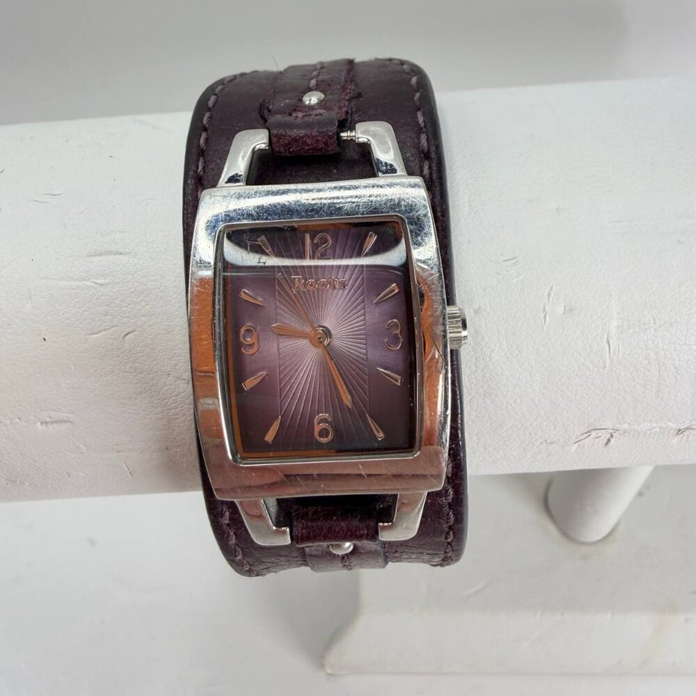 Roots Rectangular Watch – Brown Leather Cuff Style - Picture 2 of 12